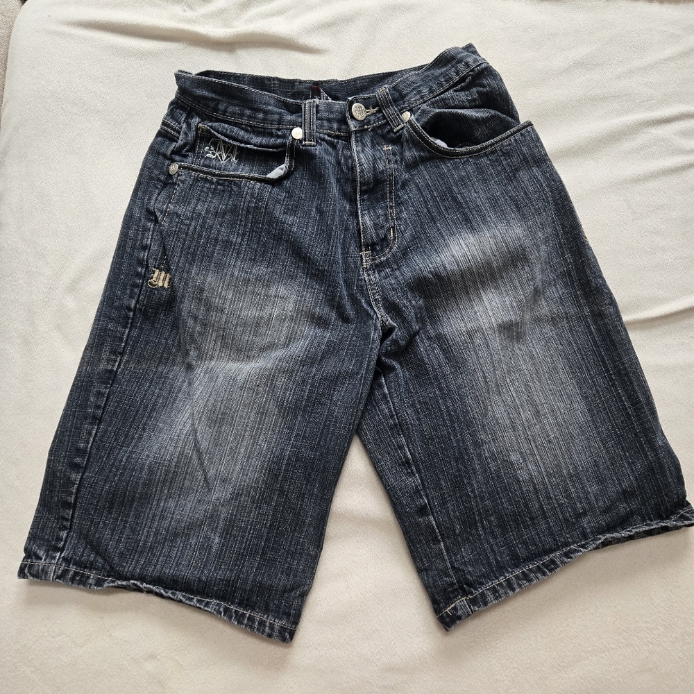 Makaveli Denim shorts embroidered Size 30 Dark Wash